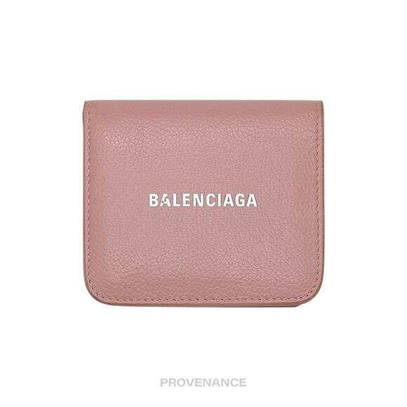 🔴 Balenciaga Logo Snap Wallet - Powder Pink Leather